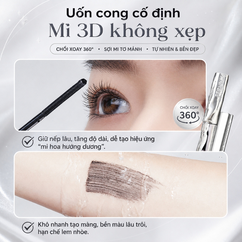 [XT] Mascara Làm Dài Và Cong Mi Chống Nước Kháng Mồ Hôi Siêu Bền Màu Không Lem Không Vón Cục Tơi Mi Chuyên Nghiệp Cao Cấp