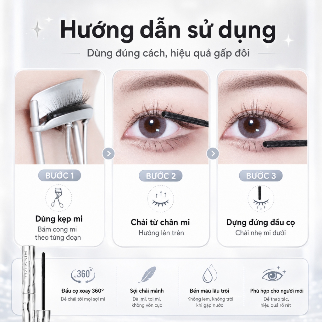 [XT] Mascara Làm Dài Và Cong Mi Chống Nước Kháng Mồ Hôi Siêu Bền Màu Không Lem Không Vón Cục Tơi Mi Chuyên Nghiệp Cao Cấp