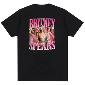 Ca sĩ thập niên 90 Britney Spears in họa tiết ảnh đẹp thời trang áo thun cotton nguyên chất hip-hop