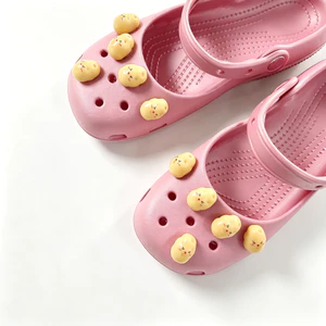 Phong Cách Dễ Thương Khoai Tây Vàng Họa Tiết Giày Quyến Rũ 10 Chiếc Sandal Nữ Trang Trí Nút DIY Phụ Kiện Giày Bộ