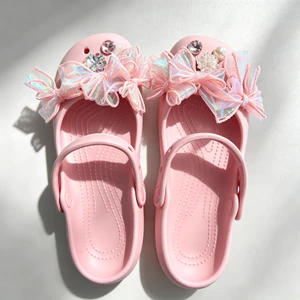 Phong Cách Công Chúa Bling Bling Nơ Sandal Giày Quyến Rũ Ngọt Ngào Có Thể Tháo Rời Đồ Trang Trí Cho Bé Gái Dép