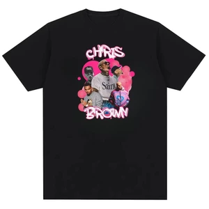 Chris Brown Họa Tiết 2026 Cổ Tròn Trung Tính Y2k Áo Thun Cotton Nguyên Chất Thời Trang Và Phổ Biến
