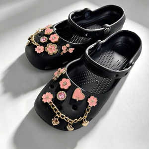 Phong Cách Công Chúa Hoa Hồng Họa Tiết Giày Quyến Rũ 11 Chiếc Sandal Nữ Trang Trí Nút DIY Phụ Kiện Giày Bộ