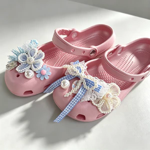 Phong Cách Thời Trang Bling Bling Ngọc Trai Sandal Giày Quyến Rũ Ngọt Ngào Có Thể Tháo Rời Đồ Trang Trí Cho Bé Gái Dép