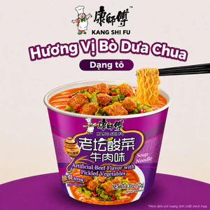 Mì hộp KANG SHI FU vị bò dưa cải chua, Nước dùng đậm đà, thơm ngon hấp dẫn, 101g/hộp