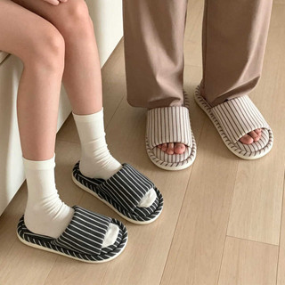 XIXITIAO Dép Cotton Sọc Bốn Mùa Nhẹ Nam Nữ Nhà Thoải Mái