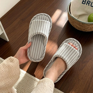 XIXITIAO Dép Cotton Sọc Bốn Mùa Nhẹ Nam Nữ Nhà Thoải Mái