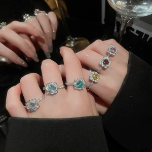 Hoa Hào Quang Nhẫn Đính Đá Cubic Zirconia, Tông Màu Bạc Lấp Lánh Full Ban Nhạc Thanh Lịch Tinh Tế Hàng Ngày Lời Hứa Dự Tiệc Nữ Trang Sức
