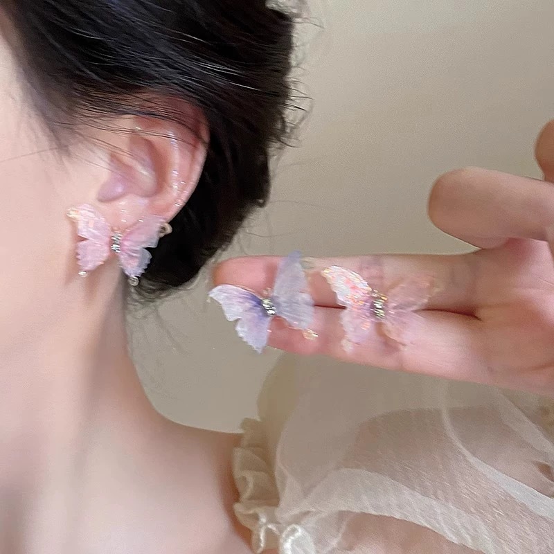Bông Tai Hình Bướm Hai Lớp Ngọt Ngào Cho Nữ