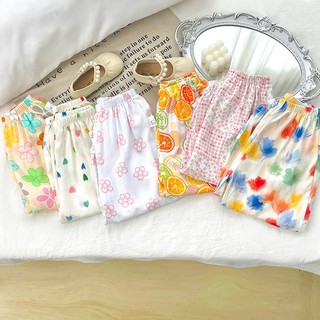 MuyoNowo Kids Tencel Quần Chống Muỗi Co Giãn Eo In Hoa Quần Jogger Rời