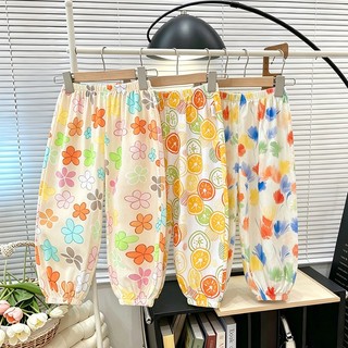 MuyoNowo Kids Tencel Quần Chống Muỗi Co Giãn Eo In Hoa Quần Jogger Rời