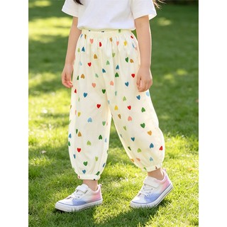 MuyoNowo Kids Tencel Quần Chống Muỗi Co Giãn Eo In Hoa Quần Jogger Rời