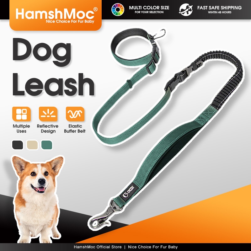 HamshMoc Dây Xích Chó Đa Năng Bungee Chó Chì Chống Sốc Phản Quang Với Tay Cầm Thoải Mái Móc An Toàn rảnh Tay