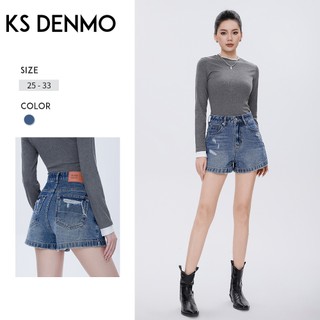 Màu Xanh Đậm Mùa Hè Rách Quần Short Denim Nữ 2026 Phong Cách Mới Cao Cấp Thường Ngày Rời Ôm Hơn Nhìn Chữ a Rộng Quần Nóng