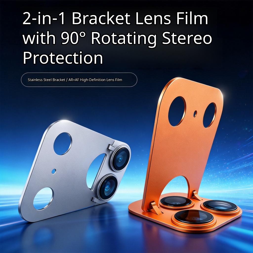 Phim Ống Kính 2 Trong 1 Có Giá Đỡ Dành Cho iPhone 17 Pro / 17 Pro Max Màng AR Trong Suốt Tăng Phân Chiếu Kim Loại Nhôm Chống Xước Siêu Mỏng Dán Dễ Bảo Vệ Camera Toàn Diện