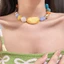 Nhiều Màu Không Đều Acrylic Đính Hạt Vòng Cổ, Màu Vàng Miếng Đệm Bohemian Dopamine Phong Cách Nữ Kỳ Nghỉ Mùa Hè Hàng Ngày Đảng Trang Sức Thời Trang