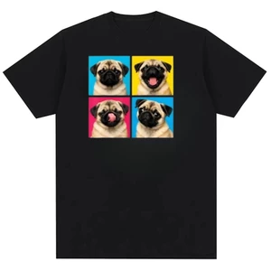 Retro Dễ Thương Pug Meme Lưới Vui Vẻ Cuộc Sống Chó Biểu Hiện Nam Nữ 100% Cotton