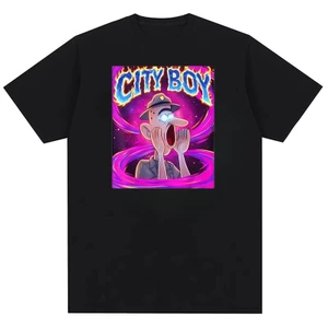 City Boy Brainrot Meme trả lời Áo nam nữ hoạt hình ồn ào và vui nhộn Áo thun 100% Cotton
