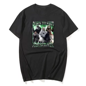 Ngộ nghĩnh Gorilla Sinh Ra Để Shit Buộc Lau Meme Áo Nam Nữ Mùa Hè Thường Ngày Cotton Quá Khổ Áo Thun Vintage Hài Hước Áo Tee Áo Sơ Mi