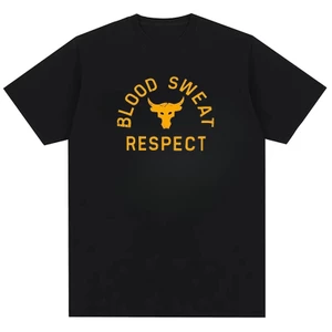 Project Rock Blood Sweat Respect Pattern Thời trang nam Áo thun Cotton nguyên chất Hombre hàng đầu
