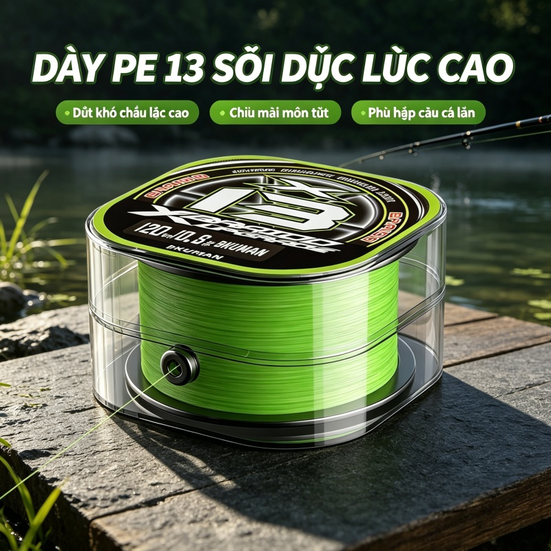 Dây PE 13 sợi đức lực cao chịu mài tốt chuyên câu cá lớn vùng chướng ngại