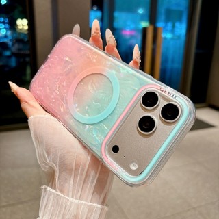 Vỏ sang trọng họa tiết gradient màu viền bên thanh thả vỏ điện thoại từ tính thích hợp cho iPhone 15 16 17 Pro Max bao gồm tất cả vỏ silicon chống rơi