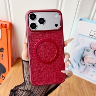 Vỏ điện thoại PC sơn kim loại họa tiết vải thiều sang trọng phù hợp cho iPhone 15, 16, 17 Pro Max lỗ lớn chống rơi tất cả các trường hợp cứng