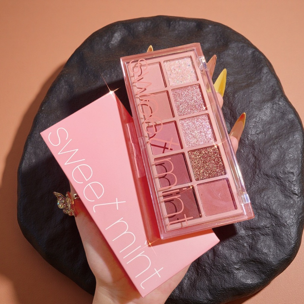 Palette Mắt Sweet Mint 10 Màu Cho Beginner - Ánh Kim, Glitter, Chất Kem, Matt, Bảng Mắt Ins Đa Năng