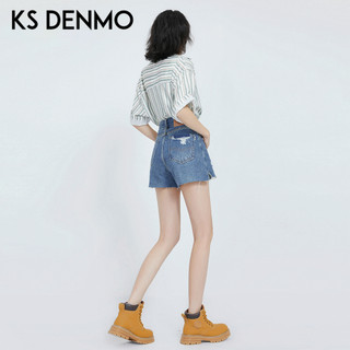 Quần Short Denim Nữ Mùa Hè 2026 Chữ A Rách Retro Ôm Eo Cao Phong Cách Mới