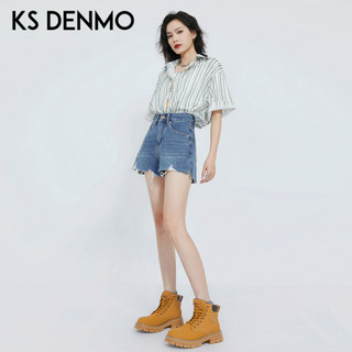 Quần Short Denim Nữ Mùa Hè 2026 Chữ A Rách Retro Ôm Eo Cao Phong Cách Mới