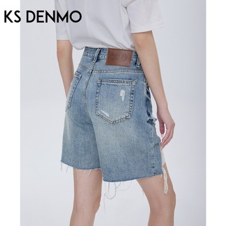 Retro Ánh Sáng Xanh Rách Năm Điểm Quần Jean Nữ Mùa Hè 2026 Dáng Rộng Ôm Hơn Nhìn Cao Cấp Quần Short Thẳng