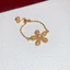 Nhiều Màu Full Cubic Zirconia Năm Cánh Hoa Dây Xích Nhẫn, Có Thể Điều Chỉnh Dainty Hoa Liên Kết Ngón Tay Nhẫn Ngọt Ngào Nữ Hàng Ngày Trang Sức Thời Trang