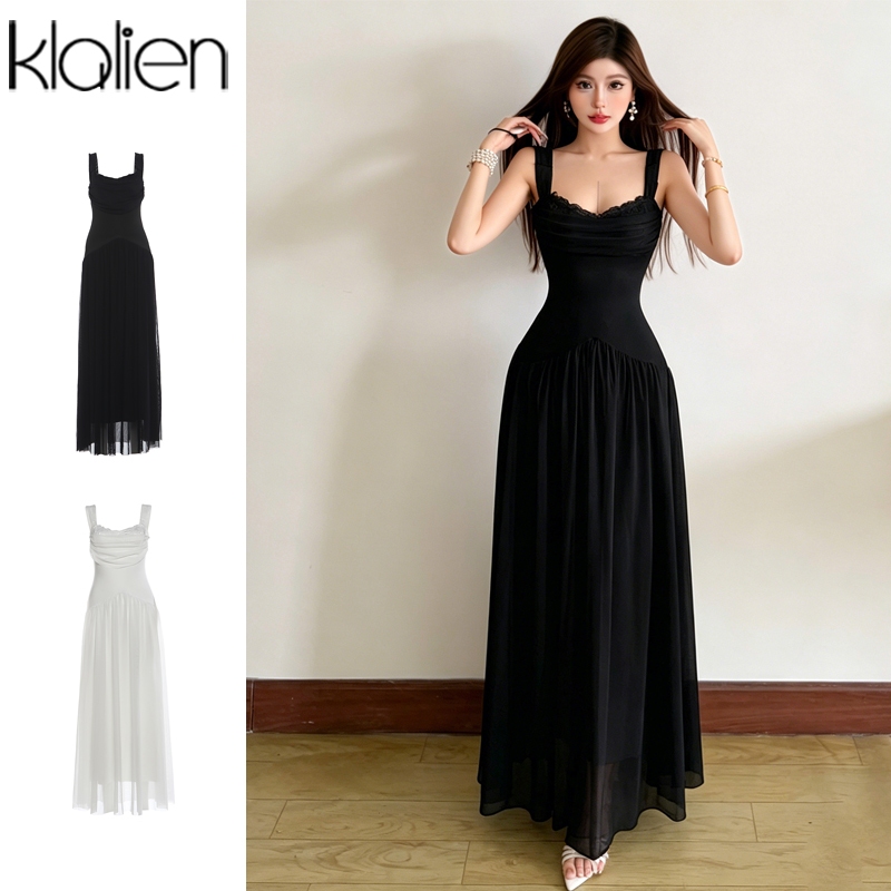 Ruched Thanh Lịch Dài Đầm Người Phụ Nữ Ren Chắp Vá Cổ Thấp Tay Cao Cấp Áo Choàng Áo Liền Quần Tiệc Cưới Thời Trang Vestidos