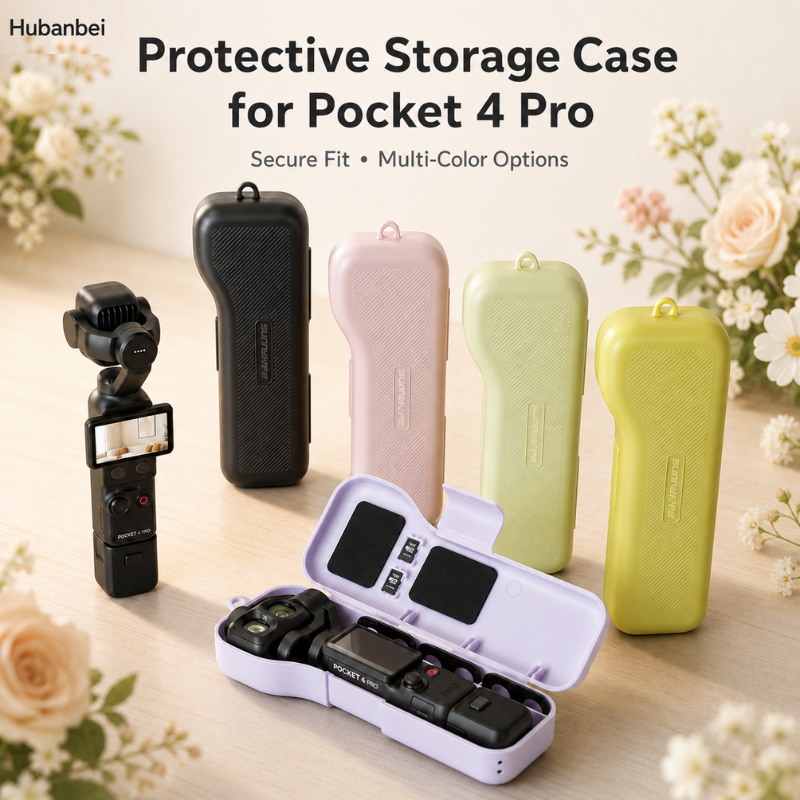 Hộp Đựng Bảo Vệ cho DJI Osmo Pocket 4 Pro Pocket 4P, Hộp Đựng Chống Sốc với 3 Khe Đựng Filter, Khe Thẻ Nhớ, Nắp Lật, Dây Đeo Cổ Tay, Phụ Kiện Du Lịch Gọn Nhẹ