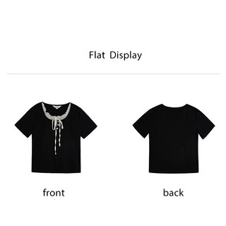 【MIZIQI】Áo thun ngắn tay hai mảnh giả cotton nguyên chất dành cho nữ, crop top viền ren