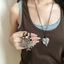 Tông Màu Bạc Vintage Rỗng Hoa Xương Cá Hình Học Mặt Dây Chuyền Dài Dây Sáp Vòng Cổ, Có Thể Điều Chỉnh Handmade Đính Hạt Áo Len Dây Xích Nữ Dạo Phố Trang Sức Thời Trang