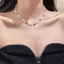 Tông Màu Bạc Mix Ngọc Trai Trắng Hạt Bạc Thủy Tinh Trong Suốt Vòng Cổ Choker, Dainty Handmade Đính Hạt Xương Đòn Dây Chuyền Tối Giản Nữ Trang Sức Thời Trang Hàng Ngày