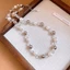 Tông Màu Bạc Mix Ngọc Trai Trắng Hạt Bạc Thủy Tinh Trong Suốt Vòng Cổ Choker, Dainty Handmade Đính Hạt Xương Đòn Dây Chuyền Tối Giản Nữ Trang Sức Thời Trang Hàng Ngày