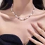 Tông Màu Bạc Mix Ngọc Trai Trắng Hạt Bạc Thủy Tinh Trong Suốt Vòng Cổ Choker, Dainty Handmade Đính Hạt Xương Đòn Dây Chuyền Tối Giản Nữ Trang Sức Thời Trang Hàng Ngày
