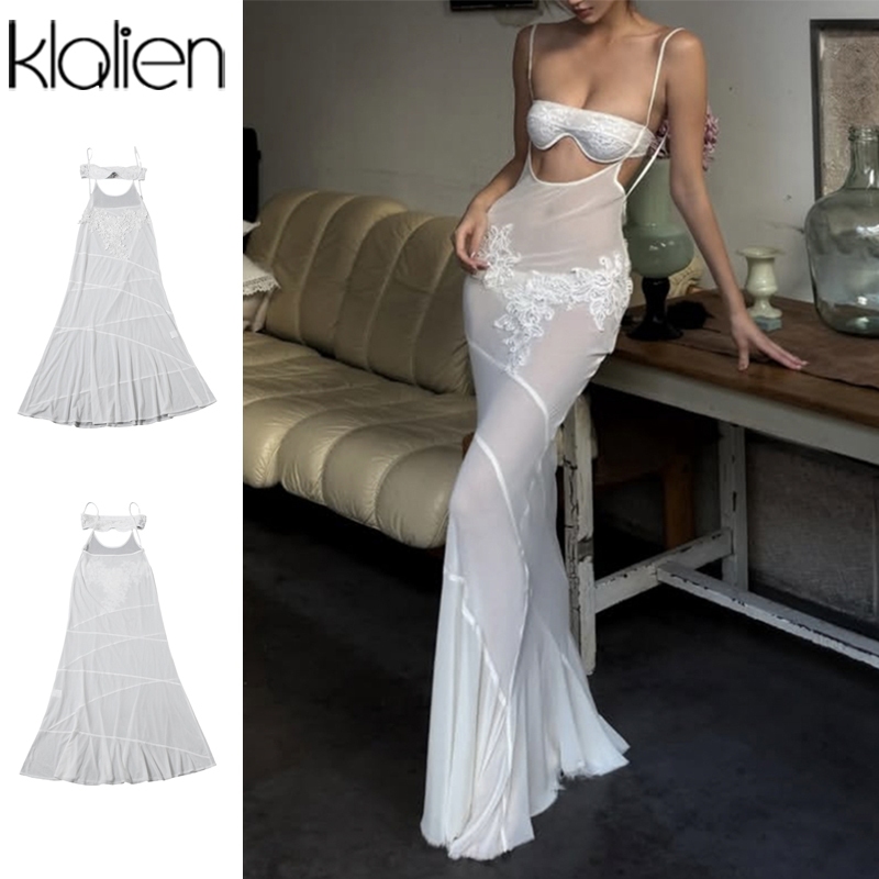 Maxi Váy Sling Backless Chắc Chắn Skinny Hông Kẹp Eo Giảm Béo Niche Hot Chick Thời Trang Tính Khí Phong Cách Nóng Mới