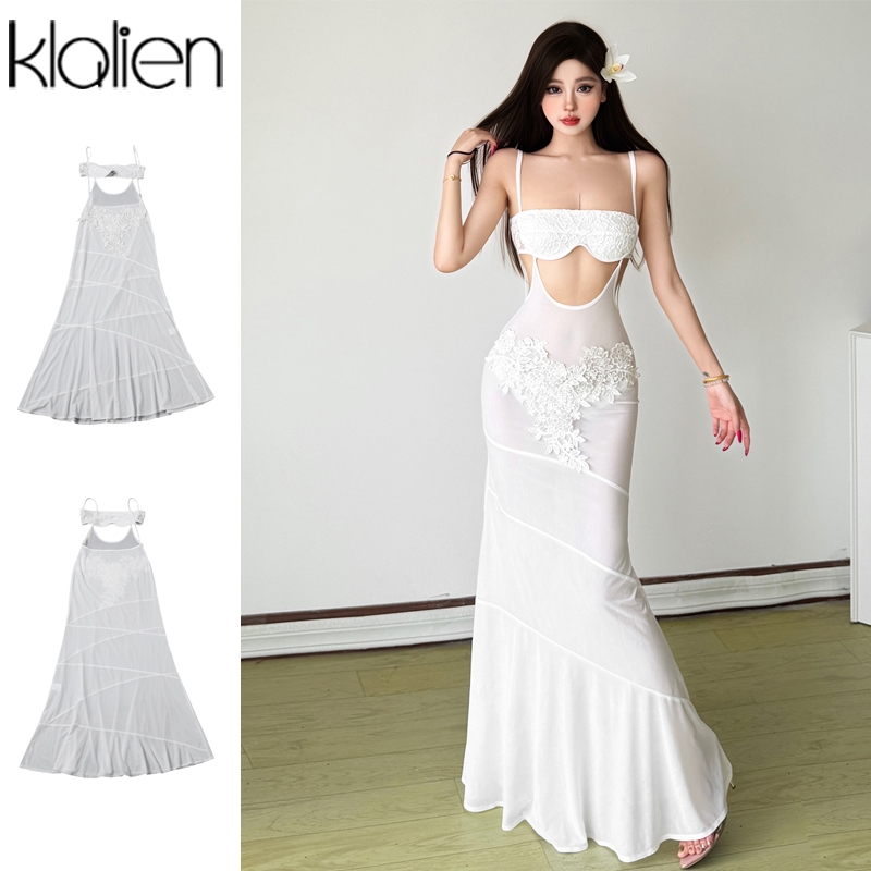 Đầm Maxi Jacquard Cho Phụ Nữ Với Chi Tiết Viền Rỗng Lưng Gợi Cảm, Phù Hợp Cho Kỳ Nghỉ Sang Trọng