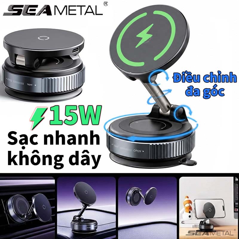 SEAMETAL Giá đỡ điện thoại từ tính có thể gập lại dành cho điện thoại thông minh, hỗ trợ sạc không dây MagSafe