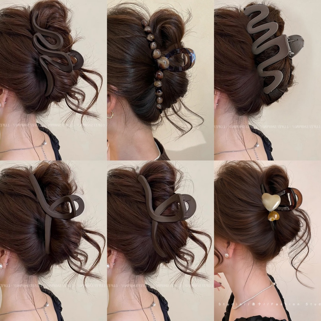 Kẹp Tóc Nữ Pháp Cao Cấp Cá Mập Tóc Màu Cà Phê Sang Trọng Dễ Thương Kẹp Tóc Lớn Phụ Kiện Thời Trang
