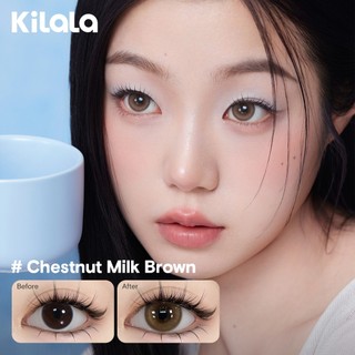 Kính áp tròng Kilala lens 1 ngày màu xám  DIA 14.0mm 14.2mm 14.5mm Chestnut Milk Brown,Cold water Black,Filmgirl Blue, Heroine Purple và màu xám  lens cận  có độ (0-7) 2 chiếc