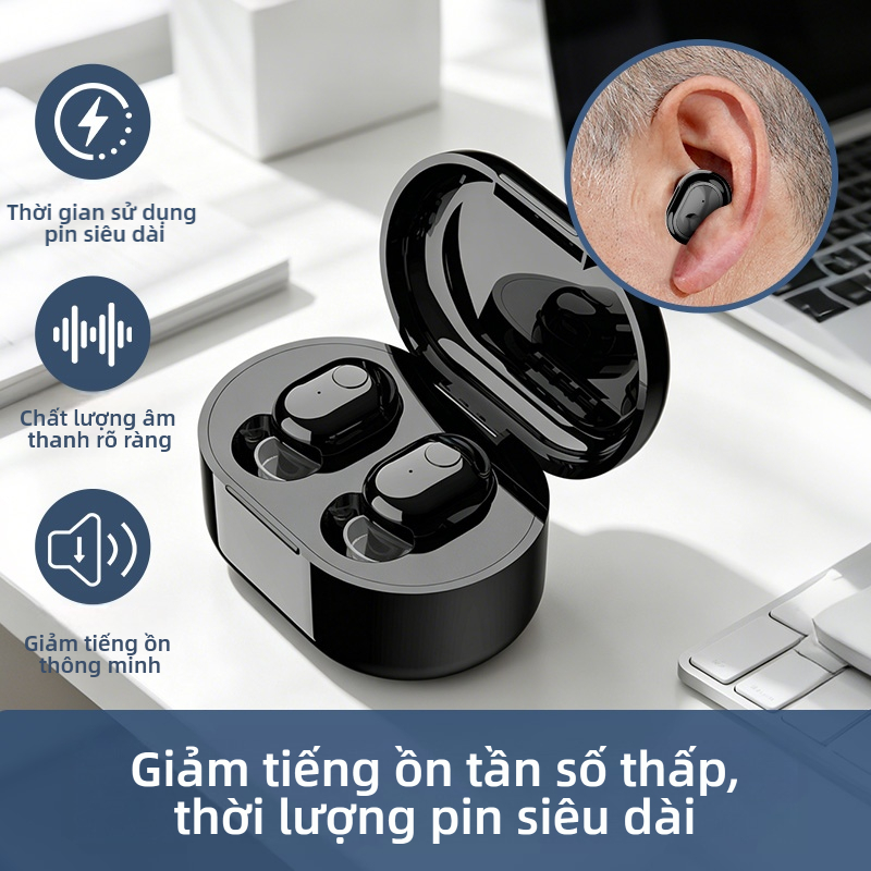 Máy trợ thính nhỏ gọn A-305 có tuổi thọ pin dài & âm thanh giảm tiếng ồn trong suốt