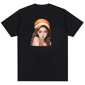 Thiết kế họa tiết in hình bé gái, trung tính và thời trang, áo thun cotton nguyên chất dành cho nam và nữ