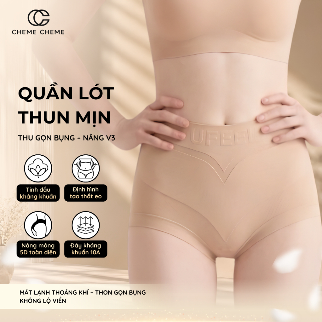 [𝐂𝐇𝐄𝐌𝐄 𝐂𝐇𝐄𝐌𝐄] Quần Lót Thun Mịn Eo Cao – Mát Lạnh Thoáng Khí – Thon Gọn Bụng – Không Lộ Viền