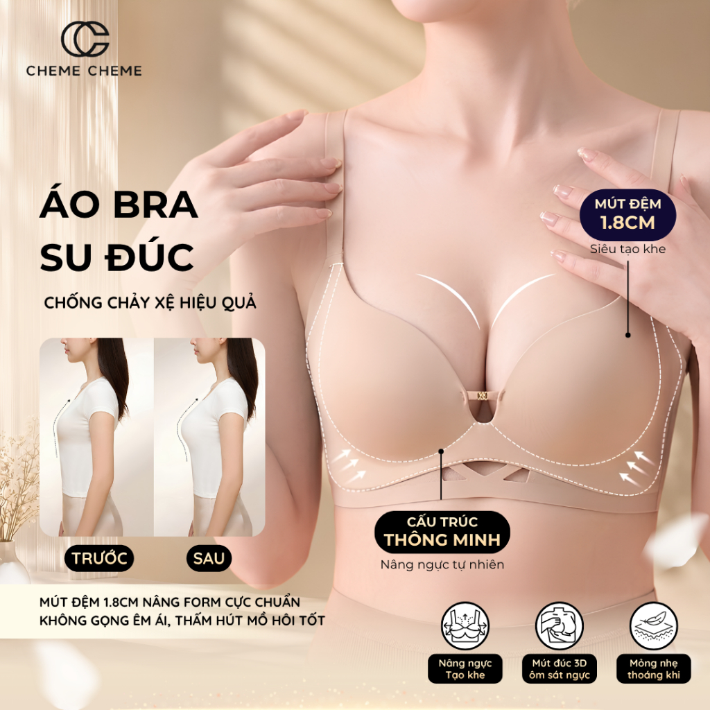 [𝐂𝐇𝐄𝐌𝐄 𝐂𝐇𝐄𝐌𝐄] Áo Lót Bra Không Gọng – Nâng Ngực Tạo Khe Quyến Rũ – Chống Chảy Xệ Hiệu Quả