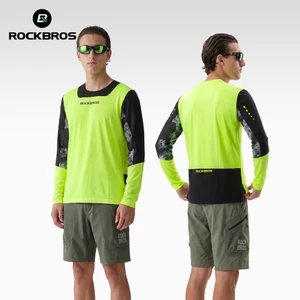 ROCKBROS Áo Đi Xe Đạp Mùa Hè Áo Sơ Mi Tay Dài Thoáng Khí Xẻ Mồ Hôi Nhanh Khô MTB Cross-Country Trail Rời Phù Hợp Với Dải Phản Quang Cho Đi Đêm