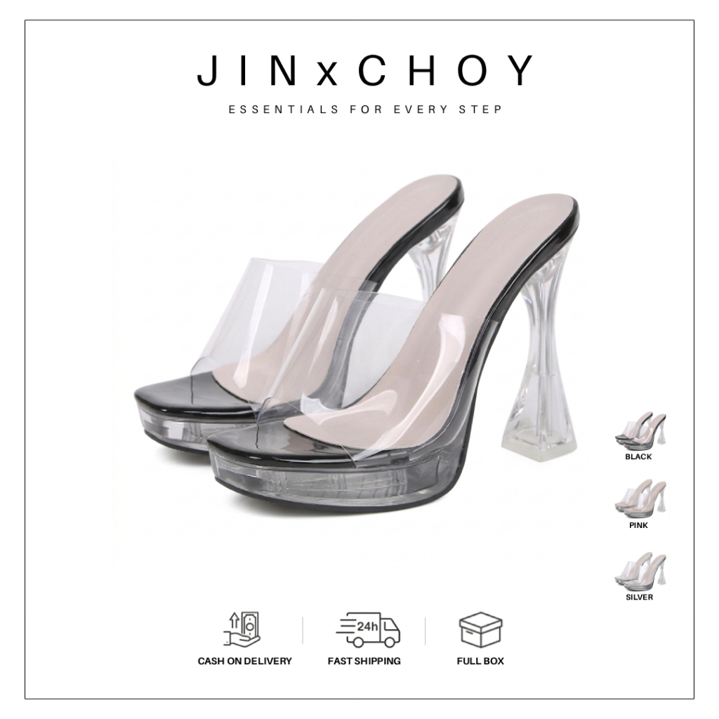 Giày dép nữ thời trang mùa hè, dép cao gót trong suốt pha lê, slip-on PU, gót siêu cao, chống trơn trượt, phong cách gợi cảm, phù hợp câu lạc bộ đêm, kỳ nghỉ
